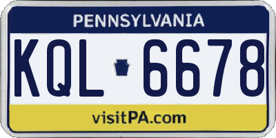 PA license plate KQL6678