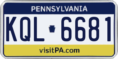 PA license plate KQL6681