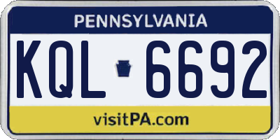 PA license plate KQL6692