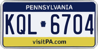 PA license plate KQL6704