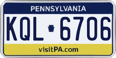 PA license plate KQL6706