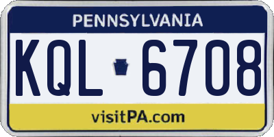 PA license plate KQL6708