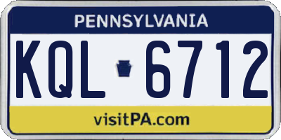 PA license plate KQL6712