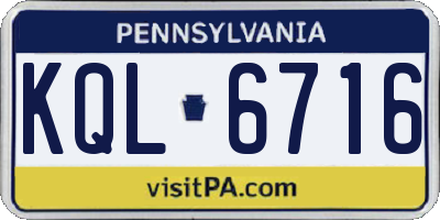 PA license plate KQL6716