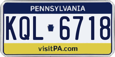 PA license plate KQL6718