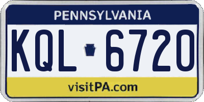 PA license plate KQL6720