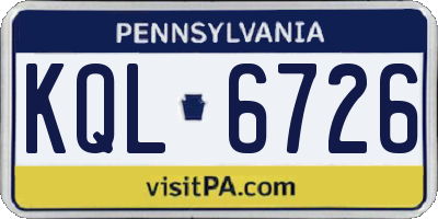PA license plate KQL6726