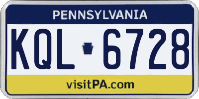 PA license plate KQL6728