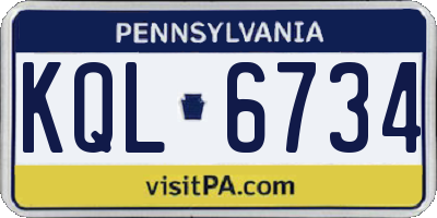 PA license plate KQL6734