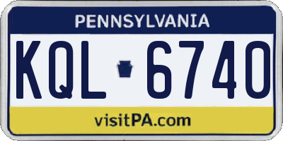 PA license plate KQL6740