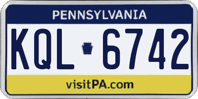 PA license plate KQL6742