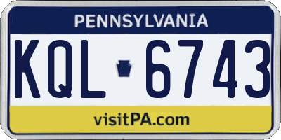 PA license plate KQL6743
