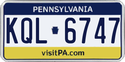 PA license plate KQL6747