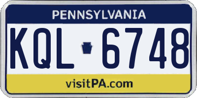 PA license plate KQL6748