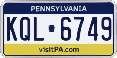 PA license plate KQL6749