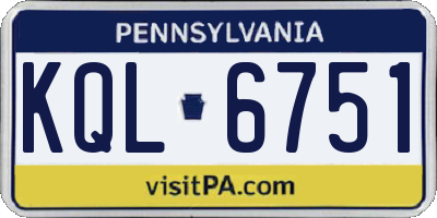PA license plate KQL6751