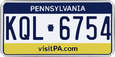 PA license plate KQL6754