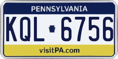 PA license plate KQL6756