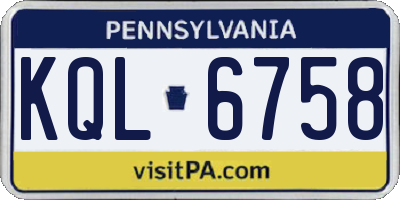 PA license plate KQL6758