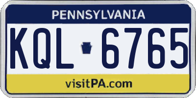 PA license plate KQL6765