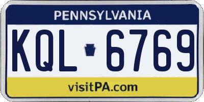 PA license plate KQL6769