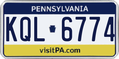 PA license plate KQL6774