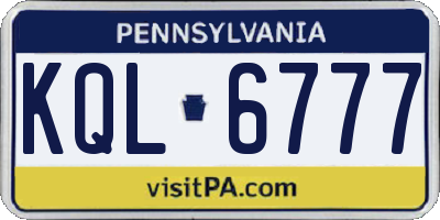 PA license plate KQL6777