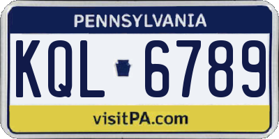 PA license plate KQL6789