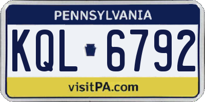 PA license plate KQL6792