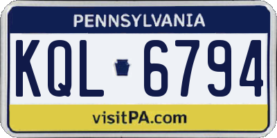 PA license plate KQL6794