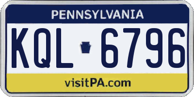 PA license plate KQL6796