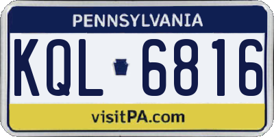 PA license plate KQL6816