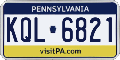 PA license plate KQL6821