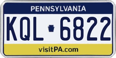 PA license plate KQL6822