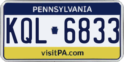 PA license plate KQL6833