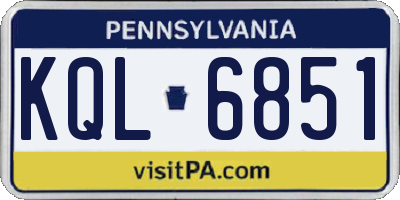 PA license plate KQL6851