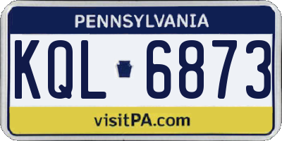 PA license plate KQL6873