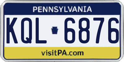PA license plate KQL6876