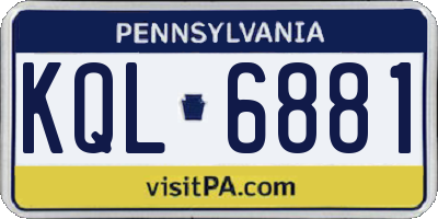 PA license plate KQL6881