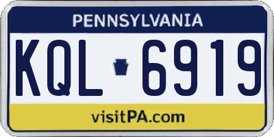 PA license plate KQL6919