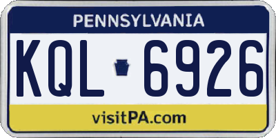 PA license plate KQL6926