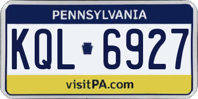 PA license plate KQL6927