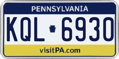 PA license plate KQL6930