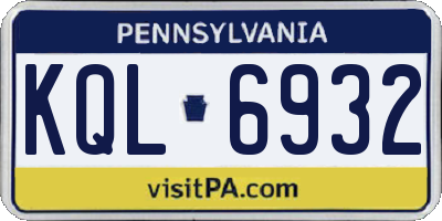 PA license plate KQL6932