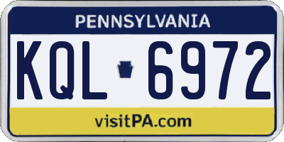 PA license plate KQL6972