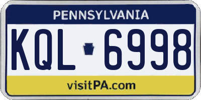 PA license plate KQL6998