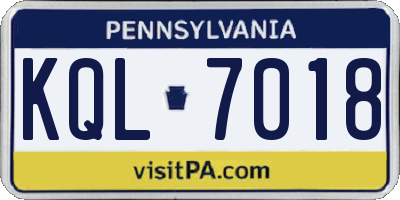 PA license plate KQL7018