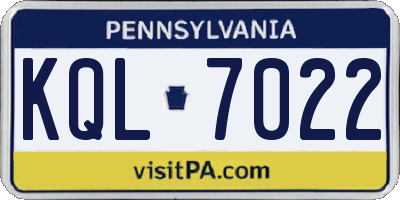 PA license plate KQL7022