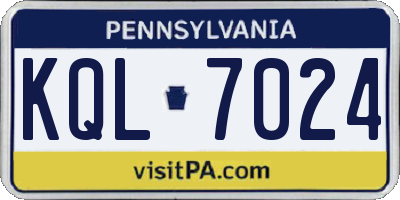 PA license plate KQL7024