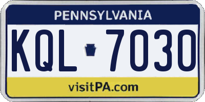 PA license plate KQL7030